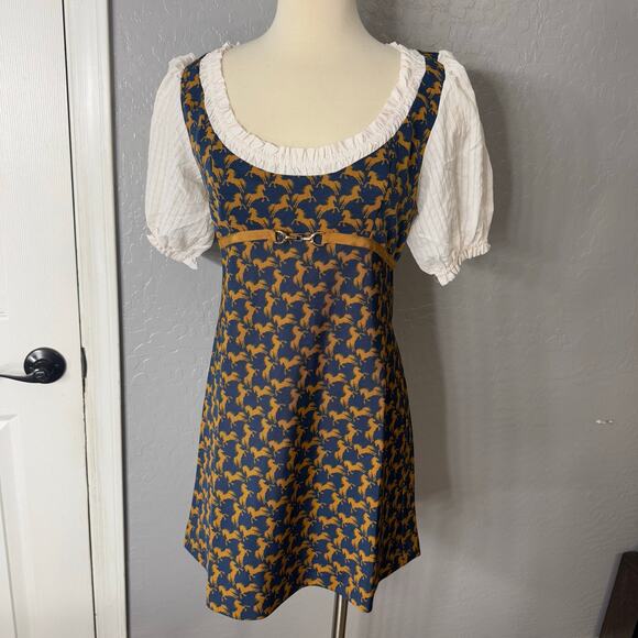 NWT Maeve Puff-Sleeve Twofer Mini Dress S